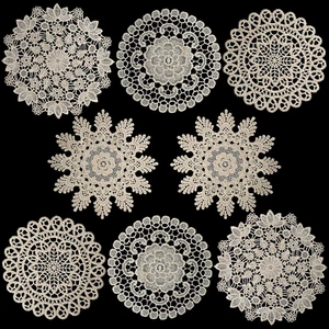 8 Pieces 6 Inch Cotton Lace Doilies Crochet Handmade Lace Coasters round Lace Pl - Picture 1 of 12