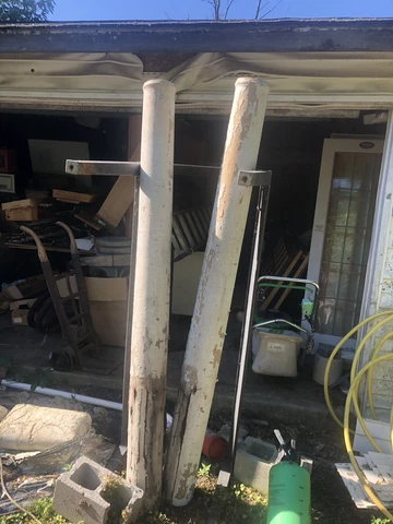 Pair 85”Vintage  Wood Wooden Load Bearing Structural Porch Columns 8” Tapered 6” Cover