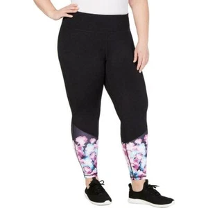 Leggings deportivos para mujer Ideology Plus al tobillo negros florales talla 3X - Imagen 1 de 3