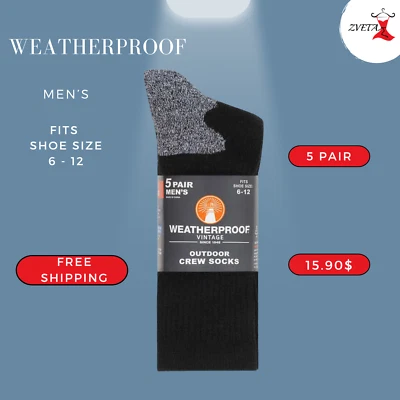 Weatherproof Men's Outdoor Crew Sock, 5-pair - Image 1 of 4