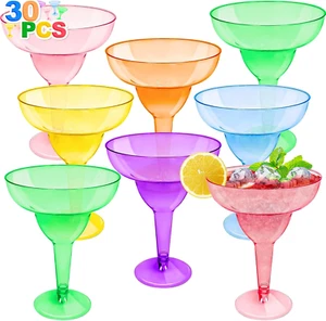 30 Pack Plastic Margarita Glasses 12 Oz Disposable Neon Cocktail Cups Hawaiian - Picture 1 of 1
