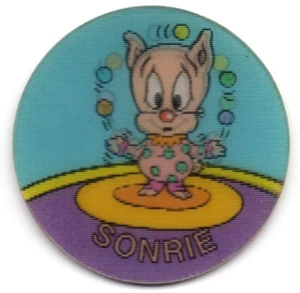 SONRIE #116 MAGICTAZO TINY TOON 1994 MAGIC TAZO MATUTANO CON BASTANTE DESGASTE - Imagen 1 de 2