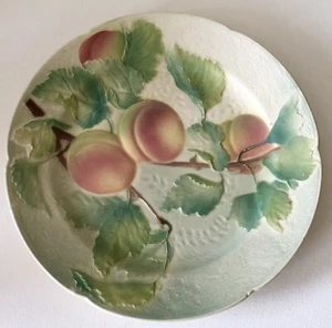 Antiker französischer Majolika Teller ROUGE Pfirsiche Pfirsichbaum K&C St Clement France - Bild 1 von 4