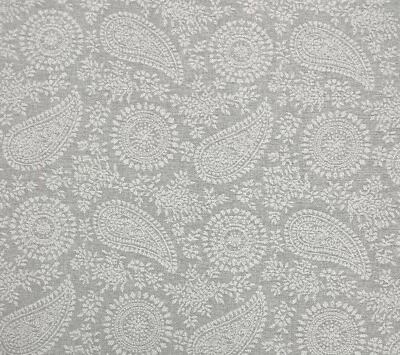 BALLARD DESIGNS GELLER ASH GRAY PAISLEY CRYPTON PERFORMANCE FABRIC BY YARD 56"W - Image 1 of 4
