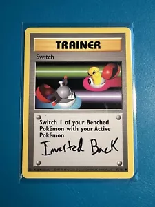 Inverted Back ERROR MISPRINT Switch 95/102 MP Base Set 1999 Trainer Rare Miscut - Picture 1 of 4