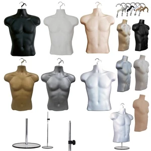 Male Hollow Back Hanging Full 3/4 Body Form Plastic Mannequin Torso Bust Display - Picture 1 of 36
