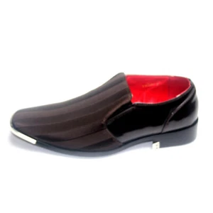 Scarpe slip-on uomo design indiano punta metallo marrone UK 7-12 per matrimoni e feste - Foto 1 di 5