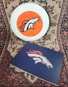 Denver Broncos Fan Combo Pack. Press Board Wall Plaque & Plastic Flying disk. - Picture 1 of 12