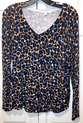 NUEVO Top Chico's Mujer Rayón Nailon Estampado Animal Cuello en V Tejido Talla 1 O M Foto 1 de 4