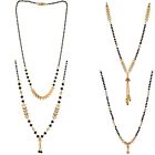 Brass & Gold Plated Mangalsutra Necklace Pendant Black Pearl Bead Chain- 4 Pack