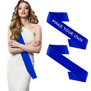 2Pcs Blue Sash Blank Sash Custom Sash Prom Queen Sash Homecoming Sashes Pagea... - Picture 1 of 7