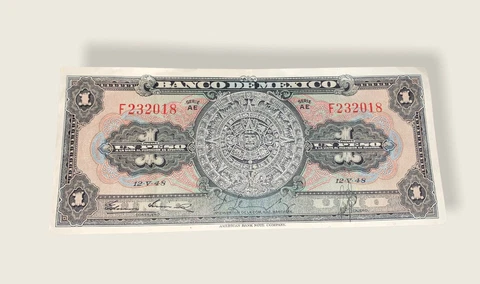 Preowned- 1948-V-12 Un Peso $1 Banco De Mexico AE Series Cover
