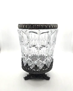 William Adams Crystal Ice Bucket Champagne Wine Silver Plate Base Italy - Picture 1 of 11