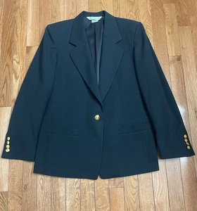 Austin Reed 100% Wool Black Women Size 6 Blazer Regular Fit Gold Buttons - Picture 1 of 10