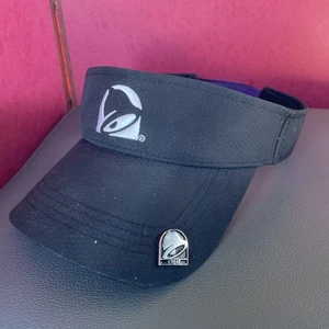 Taco Bell Visor One Size Hook N Loop Black Monogram Employee Uniform - Picture 1 of 6