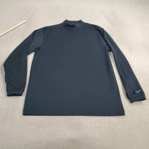 Nike Shirt Mens Medium Black Long Sleeve Turtle Mock Neck Golf Performance Logo - Picture 1 of 9