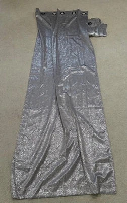 Preciosa cortina de ojal plateado gris y metálico 2 paneles 38"x94" salpicaduras de pintura Foto 1 de 4