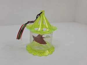 Vintage Weihnachtsschmuck Spinner Vogelkäfig Bewegung gelb - Bild 1 von 7