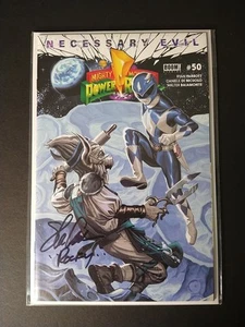MIGHTY MORPHIN POWER RANGERS #50 Blue signed STEVE CARDENAS "Rocky" w/COA - Picture 1 of 6