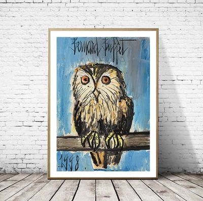 Bernard Buffet - Owl Chouette,  Fine Art Giclee Print, Hibou Birds Nature Poster - Image 1 of 4