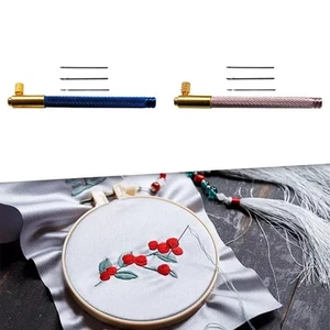 Tambour Crochet Hook Embroidery Pins Set with Pins Non Slip Handle DIY French - Picture 1 of 7