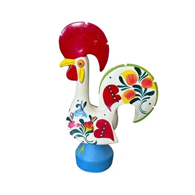 Estatuilla de gallo portuguesa de buena suerte de colección pintada de cerámica arte popular 8" Foto 1 de 4
