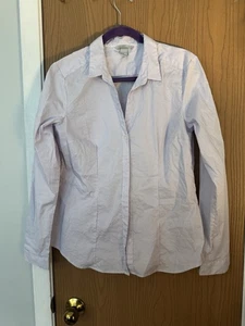 Women’s H&M Purple Button Up Dress Shirt With White Pinstripes - Picture 1 of 10