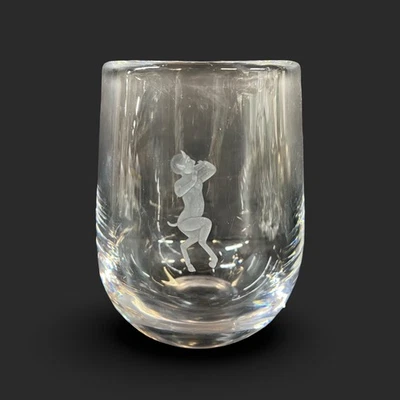 Orrefors by Sven Palmqvist Satyr 或 Pan 雕刻艺术玻璃水晶花瓶 — 第 1/4 张图片