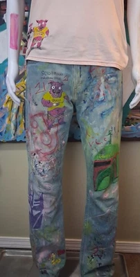 Jeans Levis 34x34 Custom Artwear roble, Rick Prime, Boba Fett, Decepticon, Gauche Foto 1 de 4