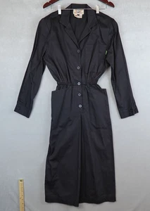 VTG Gene Ewing Dress Black A Line Cinch Long Sleeve Collared Western Country 80s - Picture 1 of 11