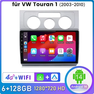 Android14 128G Für VW Touran 1T1 1T2 1T3 2003-2010 Carplay Autoradio GPS NAVI BT - Bild 1 von 4
