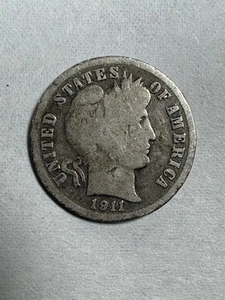 One Dime 1911 D, Barber Dime. USA. Silber - Bild 1 von 2