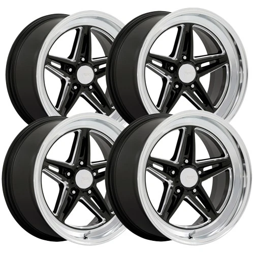 (Set of 4) American Racing VN514 Groove 18x7 5x4.5" +0 Black/Milled Wheels Rims Foto 1 de 4