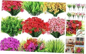 56 Bundles Artificial Flowers Fake UV Resistant for Outdoor Plastic Greenery - Picture 1 of 7