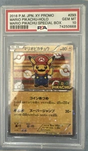 2016 Pokémon Mario Pikachu Holo Promo 293/XY-P PSA 10 GEM MT Japanese - Picture 1 of 2