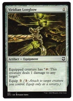 MTG VIRIDIAN LONGBOW FORGETTEN REALMS COMMANDER COMMON ARTIFACT EQUIPMENT NM - Image 1 of 2