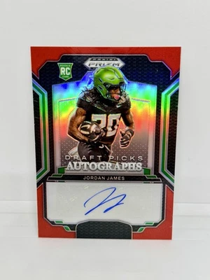 2025 Prizm Draft Picks Jordan James novato vermelho automático/399 Oregon Ducks controle remoto - Imagem 1 de 2