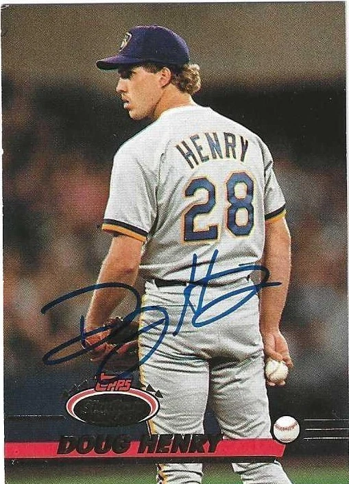 Autographed Signed 1993 Stadium Club 521 Doug Henry Milwaukee Brewers - Image 1 of 1