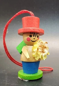 Steinbach German Man With Flowers & Red Hat Green Backpack Christmas Ornament - Picture 1 of 3