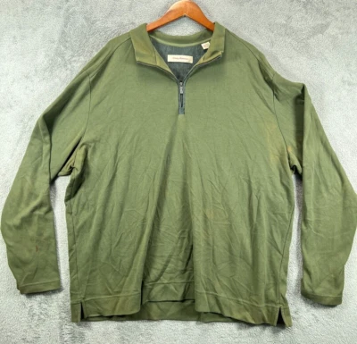 TOMMY BAHAMA Hombres 2XL Pullover Chaquetas Verde Pima Algodón Ponte 1/4 Cremallera Cuello Foto 1 de 4