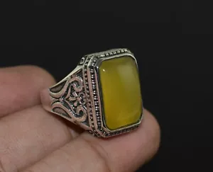 Anelli in argento massiccio 925 forma cuscino pietra onice gialla look vintage KGJ-R-1154 - Foto 1 di 3