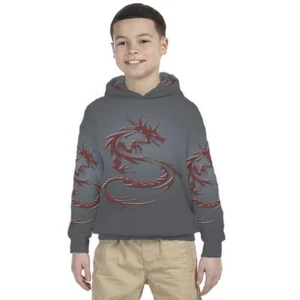 Kids Hoodie Red Dragon Design Hoodie Unisex For Children - Picture 1 of 4