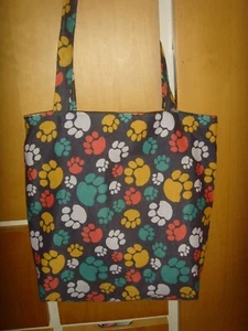 NUOVO CANE ZAMPA STAMPA TESSUTO MULTI COTONE 15in Tote SPALLA borsa MAGNETICA - Foto 1 di 2