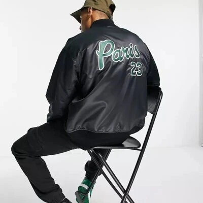 NIKE JORDAN MA-1 BOMBER JACKET SIZE L (DB6492 010) BLACK / GREEN - Image 1 of 4