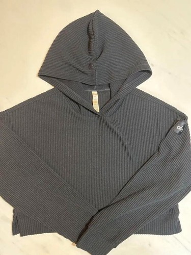 VETEMENTS aloyoga felpa con cappuccio S US4 top nero maniche lunghe abbigliamento donna autentico