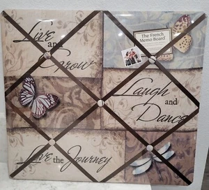 French Memo Board with Ribbons & Butterfly Design 19" x 17" Home or Office - Picture 1 of 7