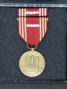 WWII US ARMY GOOD CONDUCT MEDAL: SLOT BROOCH SILVER 3-LOOP DEVICE  - Picture 1 of 5