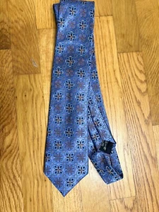 Cravatta collo uomo ERMENEGILDO ZEGNA dettagliata geometrica quadrata blu seta nuova condizioni - Foto 1 di 4