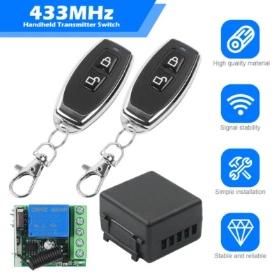 433MHZ Funk Fernbedienung Garagentor Schalter Empfänger mit 2 Handsender 12V - Bild 1 von 4
