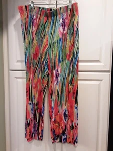 Susan Graver XL Wide Leg  Pull On Elastic Colorful Pants - Picture 1 of 7
